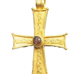 81. Book1_b47-Gold cross decorated with granular ornaments and central gem with the image of an eagleld c